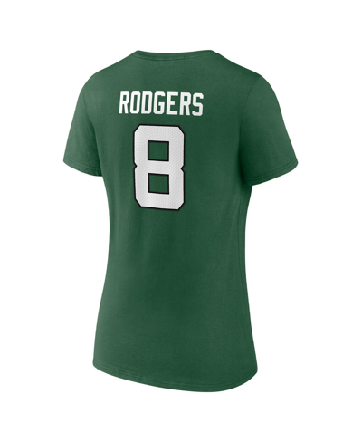 Shop Fanatics Women's  Aaron Rodgers Green New York Jets Icon Name And Number V-neck T-shirt