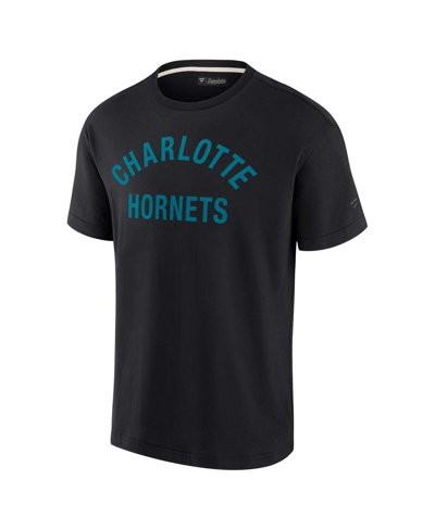 Shop Fanatics Signature Men's And Women's  Black Charlotte Hornets Super Soft T-shirt