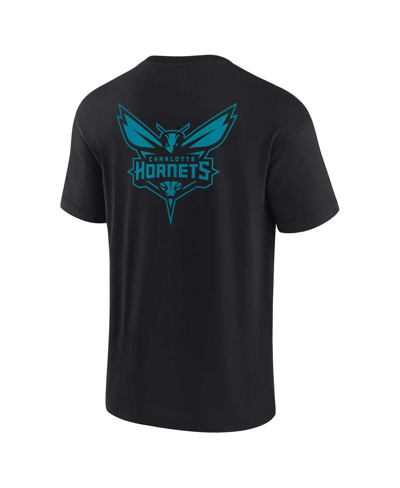 Shop Fanatics Signature Men's And Women's  Black Charlotte Hornets Super Soft T-shirt