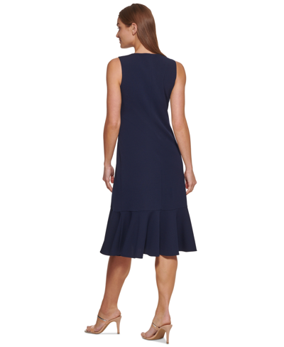 Shop Dkny Women's Sleeveless Ruched-front Dress In Navy