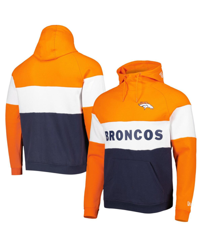 NEW ERA MEN'S NEW ERA NAVY DENVER BRONCOS COLORBLOCK CURRENT PULLOVER HOODIE 