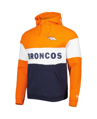 New Era Navy Denver Broncos Colorblock Current Pullover Hoodie In Navy