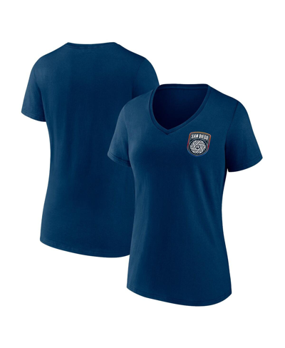 Shop Fanatics Women's  Navy San Diego Fc Primary Logo V-neck T-shirt