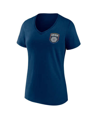 Fanatics Branded  Navy San Diego Fc Primary Logo V-neck T-shirt In Navy