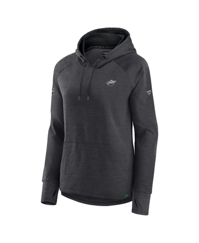 Fanatics Branded  Heather Charcoal Minnesota Wild Authentic Pro Pullover Hoodie In Heather Charcoal