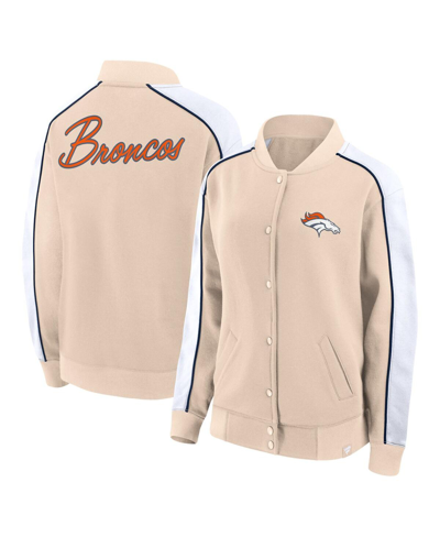 Fanatics Women's  Tan Denver Broncos Lounge Full-snap Varsity Jacket In Tan