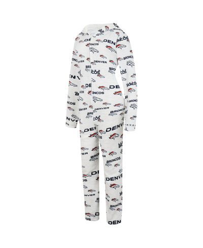 Concepts Sport Cream Denver Broncos Docket Hoodie Full-zip Union Suit In Cream
