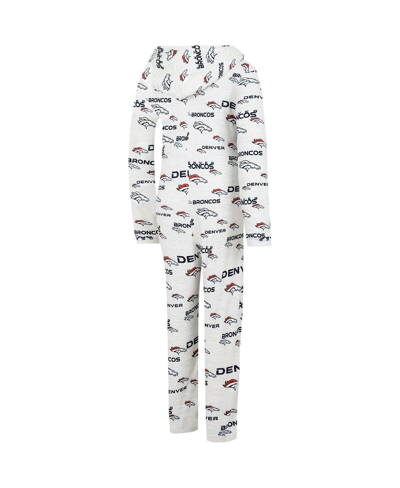 Concepts Sport Cream Denver Broncos Docket Hoodie Full-zip Union Suit In Cream
