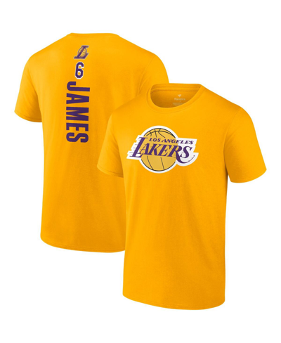 Shop Fanatics Men's  Lebron James Gold Los Angeles Lakers Playmaker Name And Number T-shirt