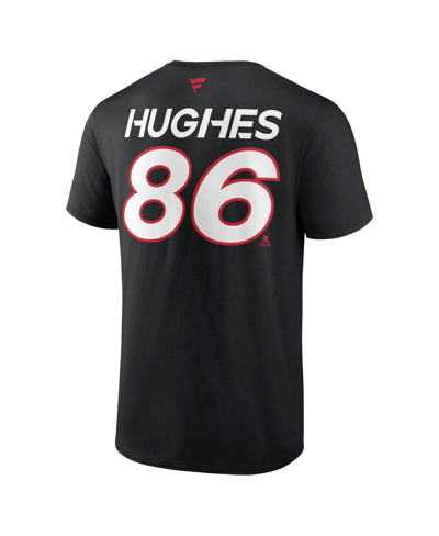 Fanatics Branded Jack Hughes Black New Jersey Devils Authentic Pro Prime Name & Number T-shirt In Black