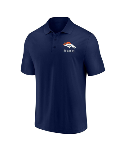 Fanatics Men's  White, Navy Denver Broncos Lockup Two-pack Polo Shirt Set In White,navy