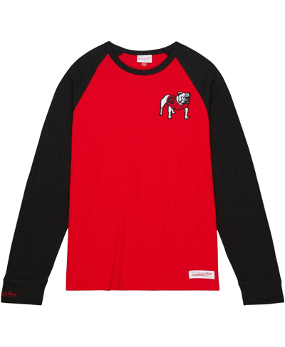 Shop Mitchell & Ness Men's  Red Georgia Bulldogs Legendary Slub Raglan Long Sleeve T-shirt