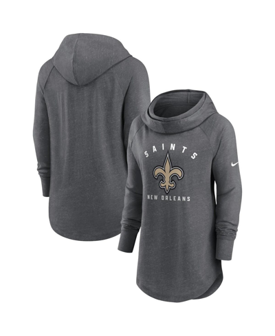 Nike Women's Team (nfl New Orleans Saints) Pullover Hoodie In Heather Charcoal