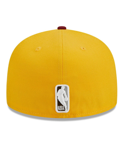 New Era Men's  Yellow, Red Golden State Warriors Fall Leaves 2-tone 59fifty Fitted Hat In Yellow,red