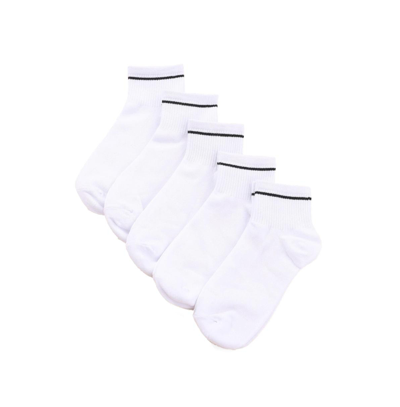 Stems Five Pack Sport Ankle Socks With Stripe Contrast In White