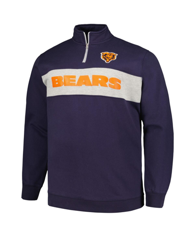 Shop Profile Men's  Navy Chicago Bears Big And Tall Fleece Quarter-zip Jacket