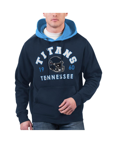 Shop G-iii Sports By Carl Banks Men's  Navy Tennessee Titans Colorblock Pullover Hoodie