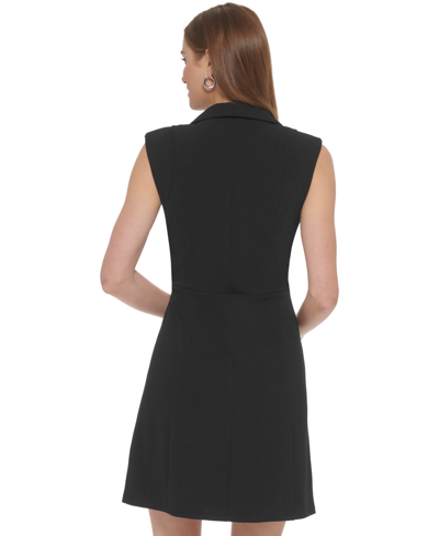 Shop Dkny Women's Sleeveless Collared Sheath Dress In Black