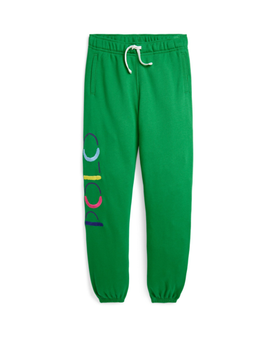 Shop Polo Ralph Lauren Big Girls Logo Terry Jogger Pants In Preppy Green