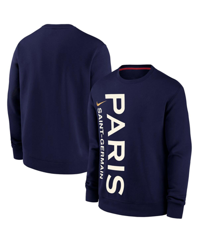 Shop Nike Men's  Navy Paris Saint-germain Club Pullover Sweatshirt