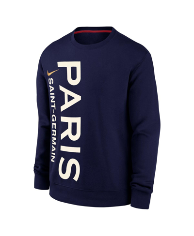 Shop Nike Men's  Navy Paris Saint-germain Club Pullover Sweatshirt