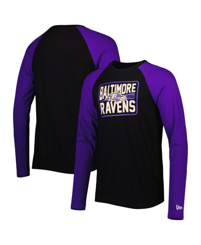 Shop New Era Men's  Black Baltimore Ravens Current Raglan Long Sleeve T-shirt