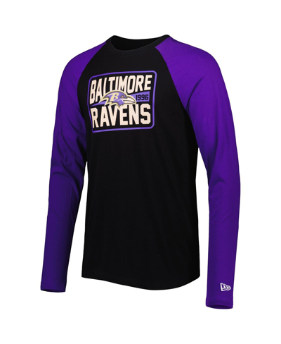 Shop New Era Men's  Black Baltimore Ravens Current Raglan Long Sleeve T-shirt