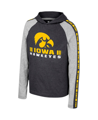 Colosseum Youth  Black Iowa Hawkeyes Ned Raglan Long Sleeve Hooded T-shirt In Black