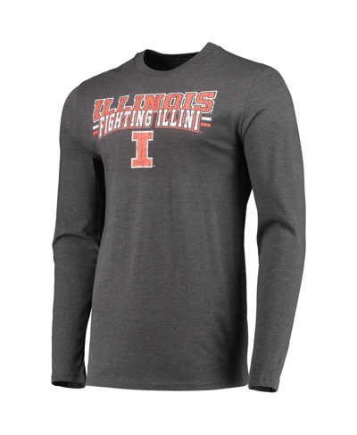 Concepts Sport Men's  Navy, Heathered Charcoal Distressed Illinois Fighting Illini Meter Long Sleeve In Navy,heathered Charcoal