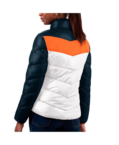 G-iii 4her By Carl Banks Women's  White, Navy Chicago Bears New Star Quilted Full-zip Jacket In White,navy