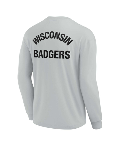 Shop Fanatics Signature Men's And Women's  Gray Wisconsin Badgers Super Soft Long Sleeve T-shirt