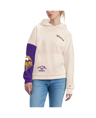 Shop Tommy Hilfiger Women's  Cream, Purple Minnesota Vikings Harriet Pullover Hoodie In Cream,purple