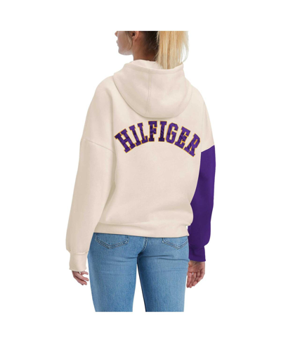 Shop Tommy Hilfiger Women's  Cream, Purple Minnesota Vikings Harriet Pullover Hoodie In Cream,purple