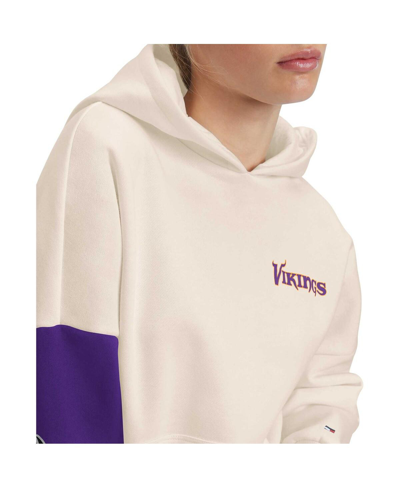 Shop Tommy Hilfiger Women's  Cream, Purple Minnesota Vikings Harriet Pullover Hoodie In Cream,purple