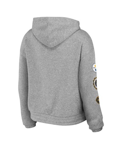 Wear By Erin Andrews Heather Gray Pittsburgh Steelers Full-zip Hoodie In Heather Gray
