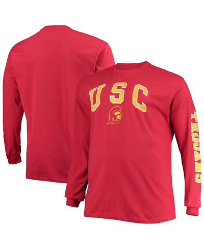 Shop Champion Men's  Cardinal Distressed Usc Trojans Big And Tall 2-hit Long Sleeve T-shirt