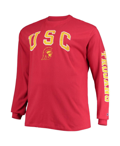 Shop Champion Men's  Cardinal Distressed Usc Trojans Big And Tall 2-hit Long Sleeve T-shirt
