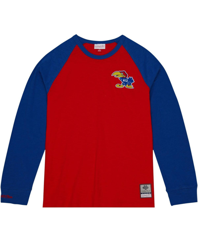 Mitchell & Ness Men's  Red Kansas Jayhawks Legendary Slub Raglan Long Sleeve T-shirt In Red