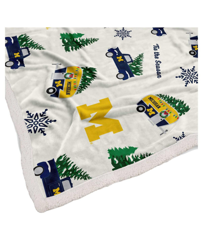 Shop Pegasus Home Fashions Michigan Wolverines Holiday Truck Repeat 50" X 60" Sherpa Flannel Fleece Blanket In White