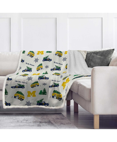 Shop Pegasus Home Fashions Michigan Wolverines Holiday Truck Repeat 50" X 60" Sherpa Flannel Fleece Blanket In White