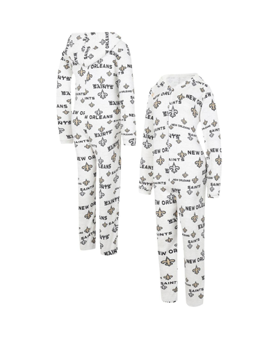 Concepts Sport Cream New Orleans Saints Docket Hoodie Full-zip Union Suit In Cream