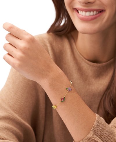Fossil Special Edition Gold-tone Stainless Steel Station Bracelet In Gold