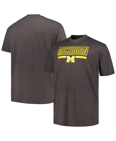 Shop Profile Men's  Heather Charcoal Michigan Wolverines Big And Tall Team T-shirt
