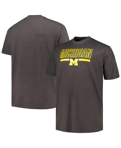 Profile Men's  Heather Charcoal Michigan Wolverines Big And Tall Team T-shirt In Heather Charcoal