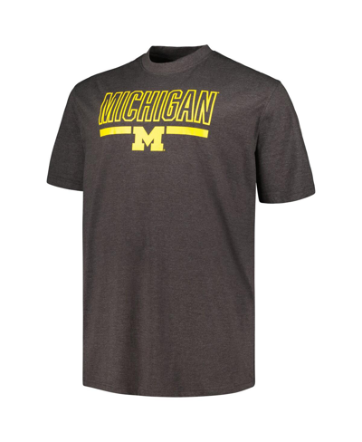 Profile Men's  Heather Charcoal Michigan Wolverines Big And Tall Team T-shirt In Heather Charcoal