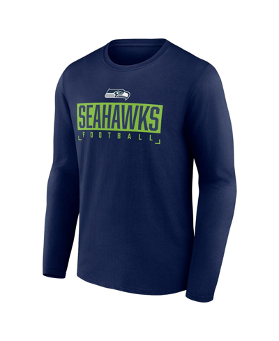 Fanatics Branded Navy Seattle Seahawks Big & Tall Wordmark Long Sleeve T-shirt In Navy