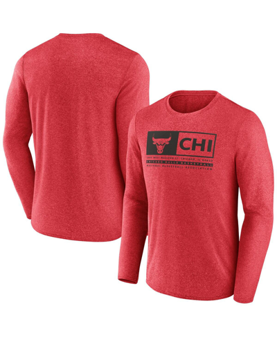 Fanatics Branded Heather Red Chicago Bulls Three-point Play T-shirt In Heather Red
