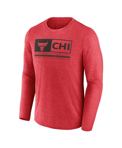 Fanatics Branded Heather Red Chicago Bulls Three-point Play T-shirt In Heather Red