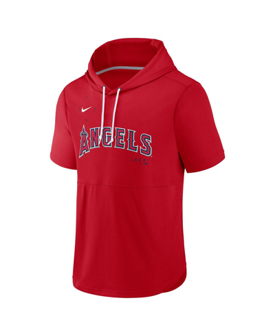 Shop Nike Men's  Red Los Angeles Angels Springer Short Sleeve Team Pullover Hoodie