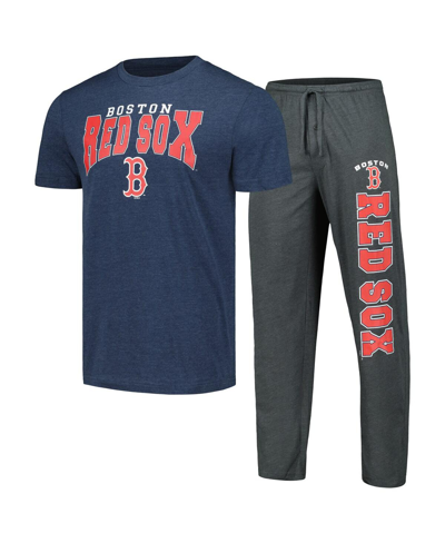 Shop Concepts Sport Men's  Charcoal, Navy Boston Red Sox Meter T-shirt And Pants Sleep Set In Charcoal,navy